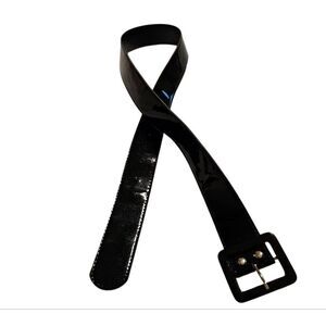 Shiny Faux Patent Black Women's Belt waist 32"-36" Like New